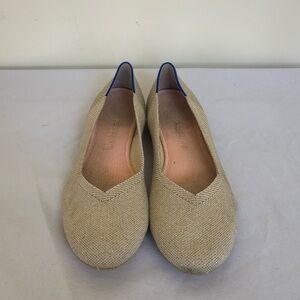 Rothy's Light Gold Sparkle Round Toe Slip On flats Womens size 9.5 Ballet Flats